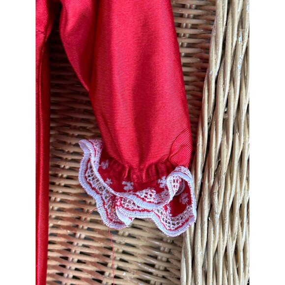 Vintage Red & White Lace Trimmed Girls' nightgown 2T - Picture 3 of 5